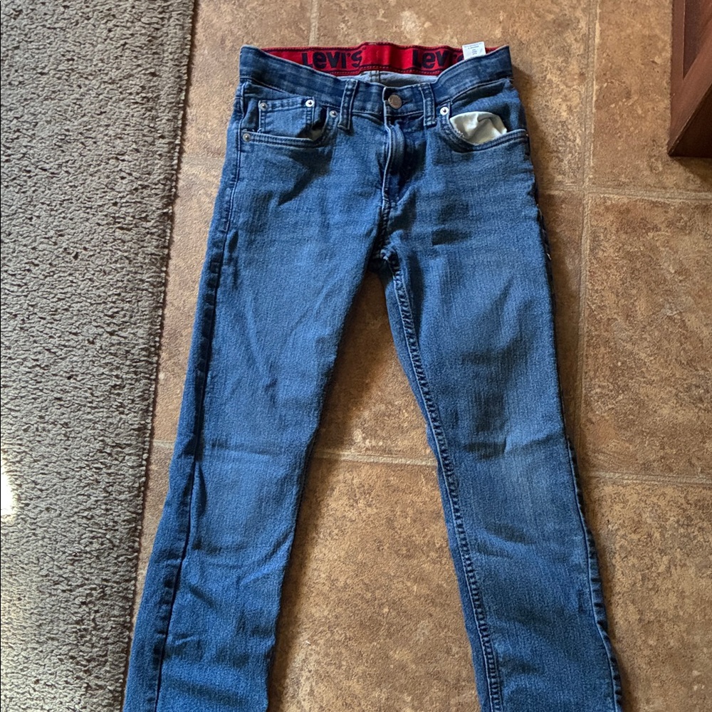 Levi's boys Dark Blue Skinny Jeans with Red Waistband size 12
